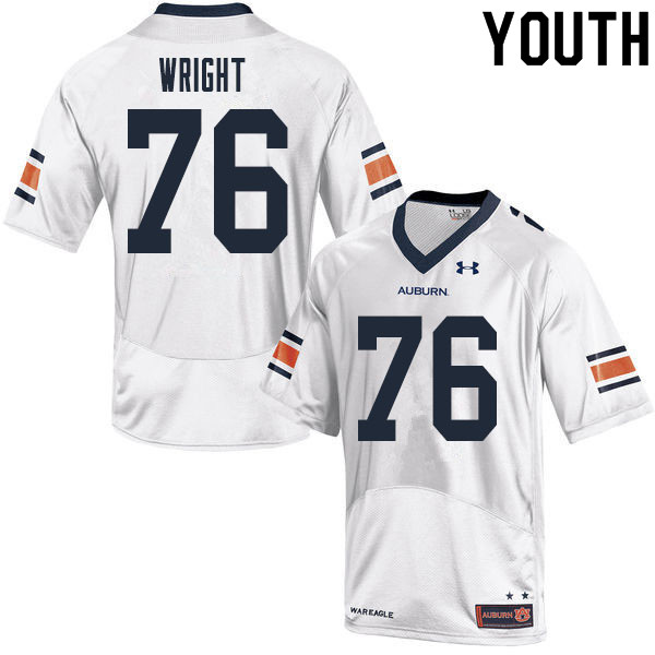 Youth #76 Jeremiah Wright Auburn Tigers College Football Jerseys Sale-White
